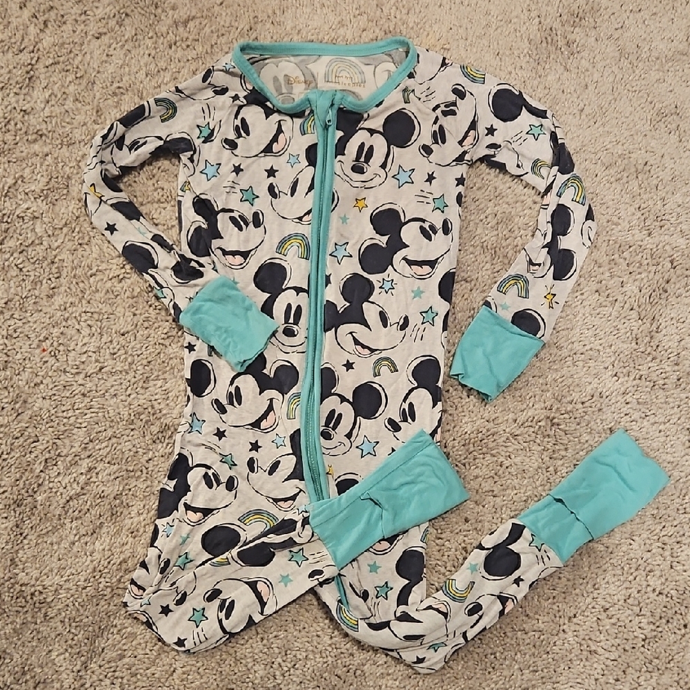 EUC Little Sleepies Disney Mickey Mouse Kids Zippie - 2T
